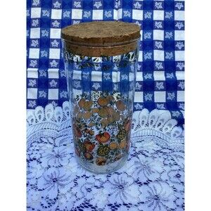 Vintage SPICE OF LIFE Glass Canister Jar with Cork Lid 7.25” Tall